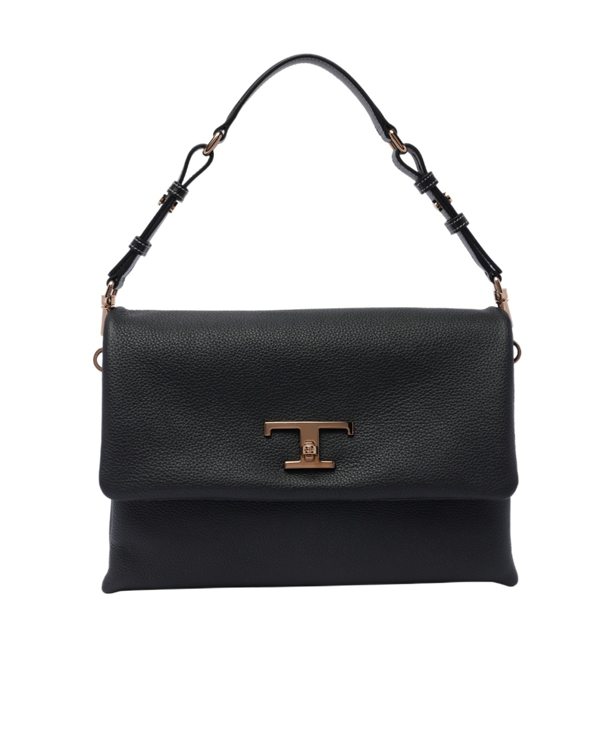 Tod's Logo-plaque Shoulder Bag In Black