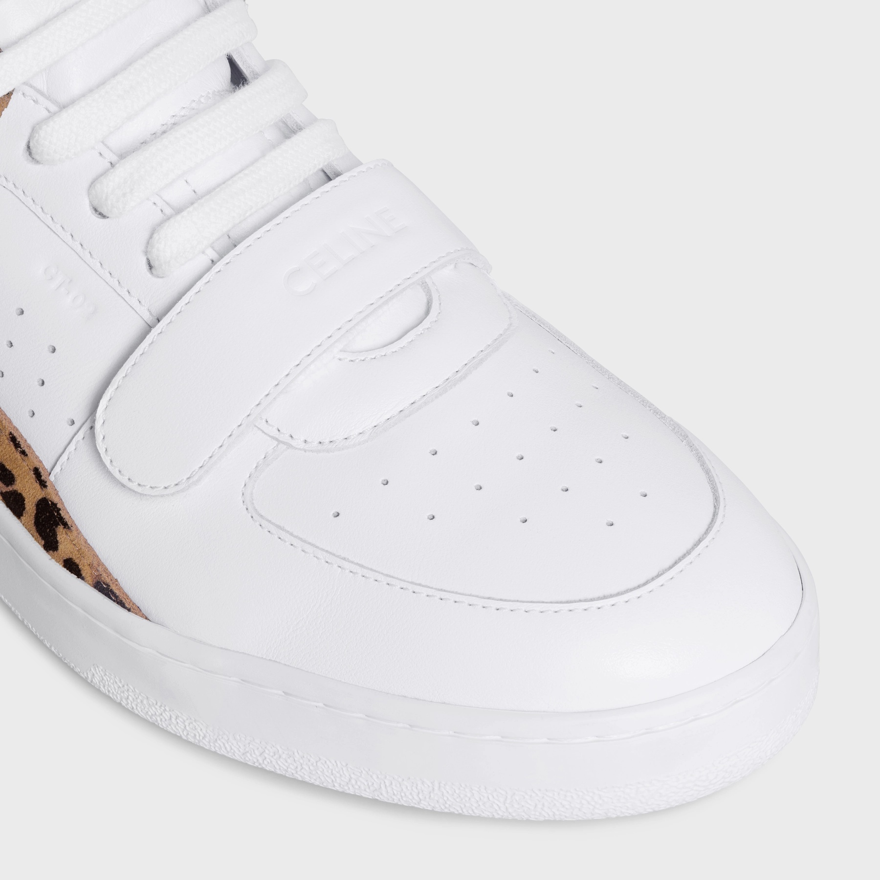 Celine Lace Up Sneakers In White