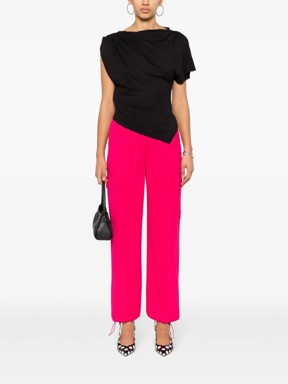 Shop Twinset Straight-leg Crepe Cargo Trousers In Pink