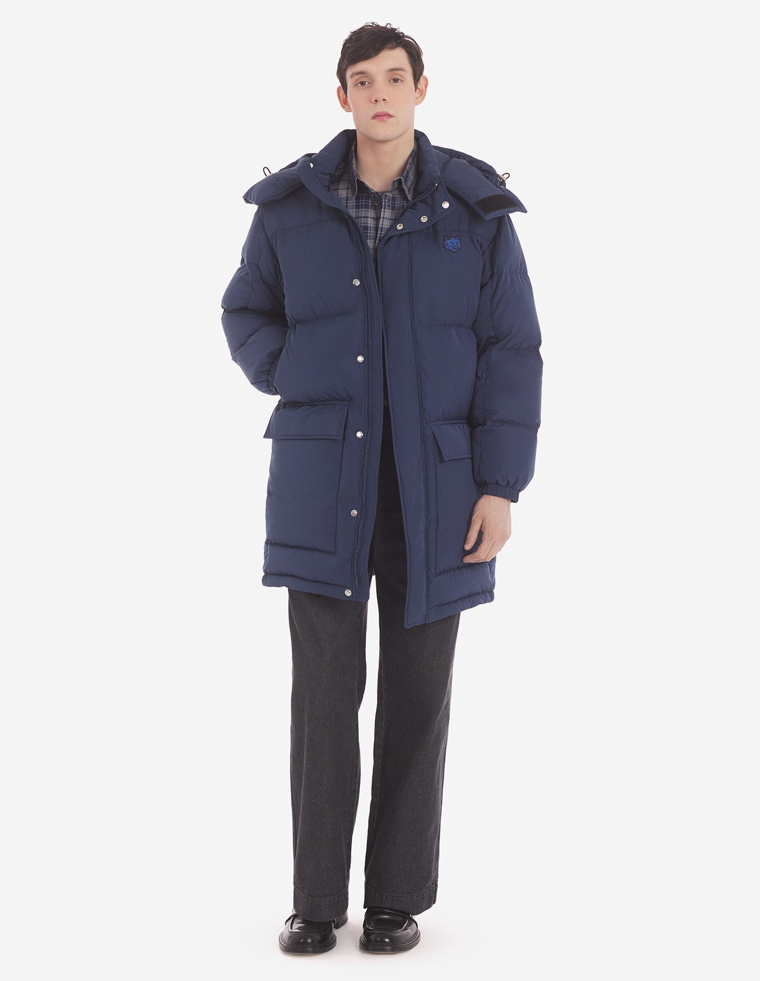 Maison Kitsuné Fox-appliqué Padded Coat In Blue