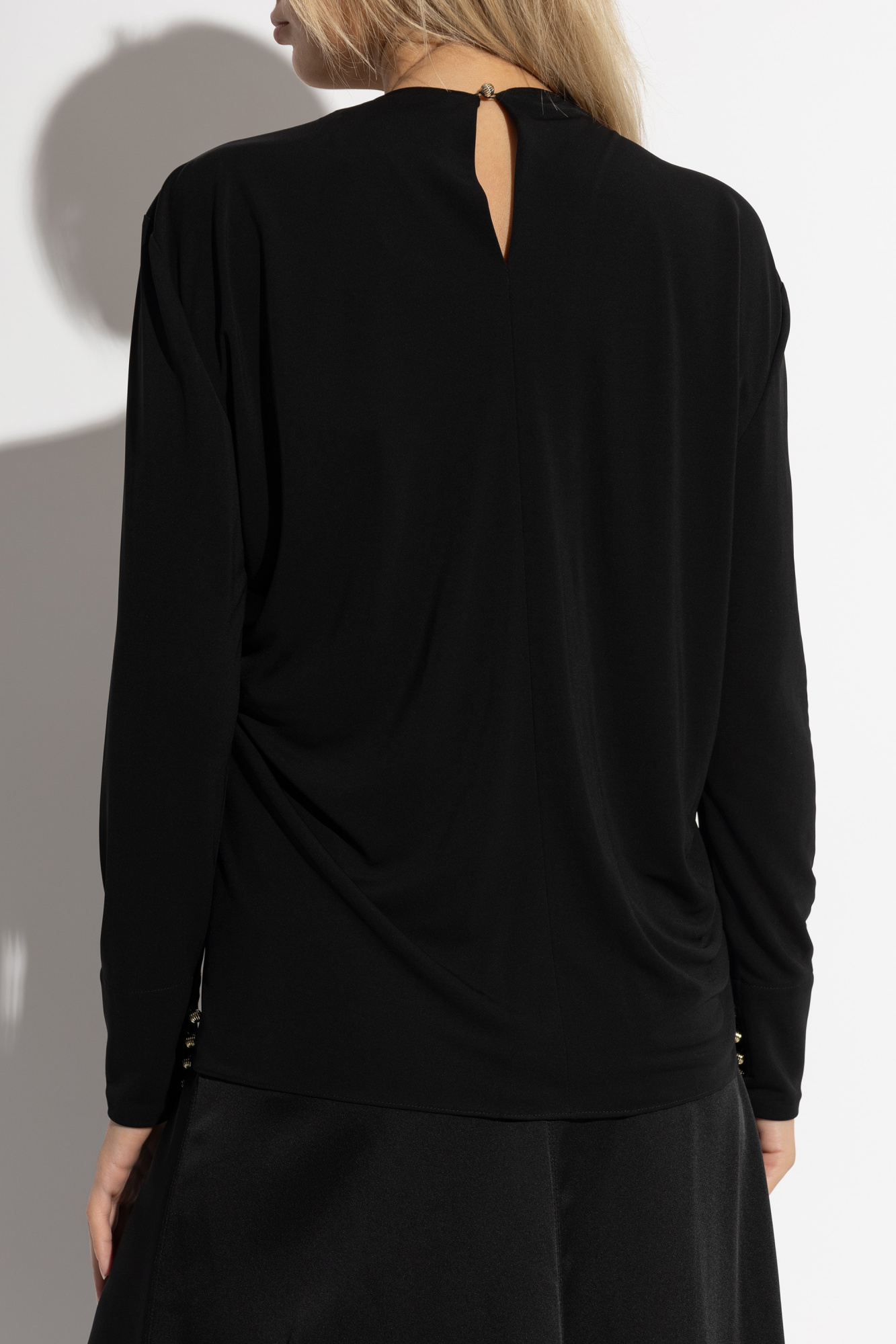 Lanvin Draped Long-sleeved Blouse In Black