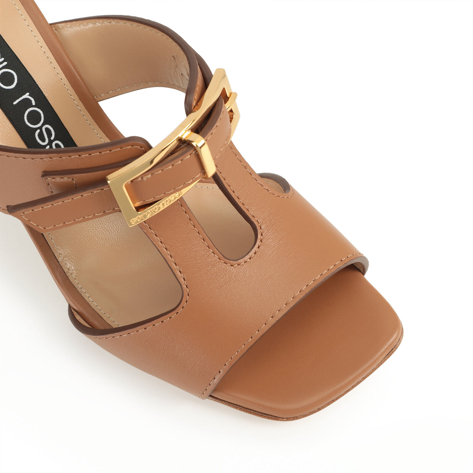 SERGIO ROSSI SQUARE-HEADED HIGH-HEELED SANDALS