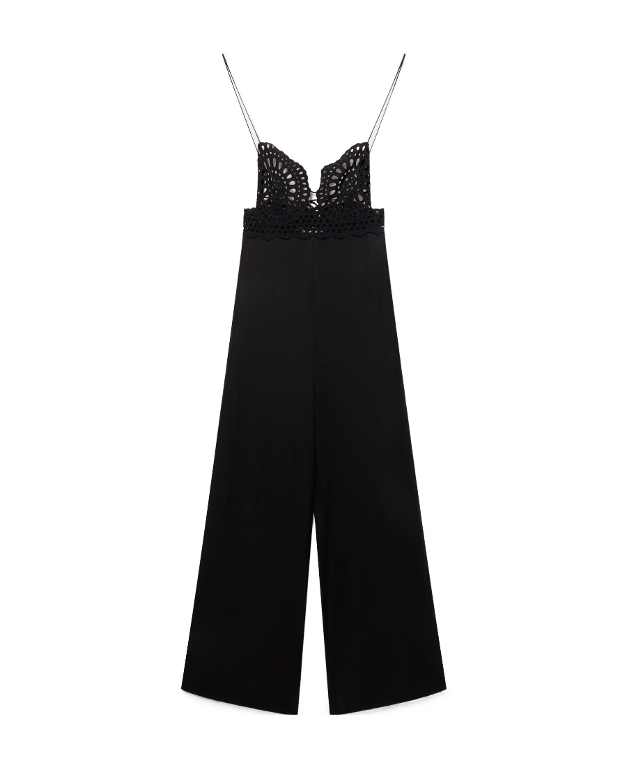 Stella Mccartney Broderie Anglaise Bustier Jumpsuit In Black