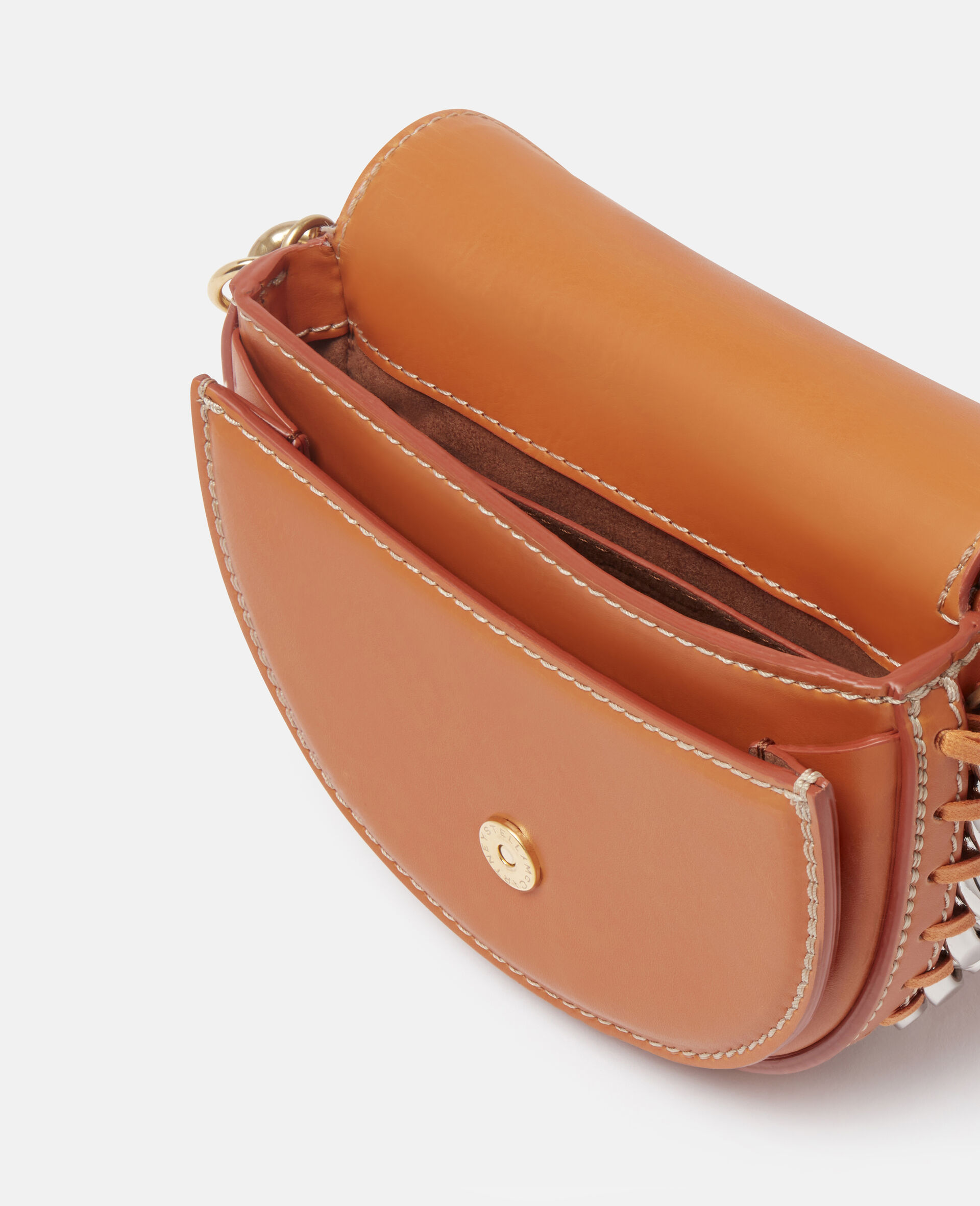 Stella Mccartney Frayme Logo-charm Shoulder Bag In Orange