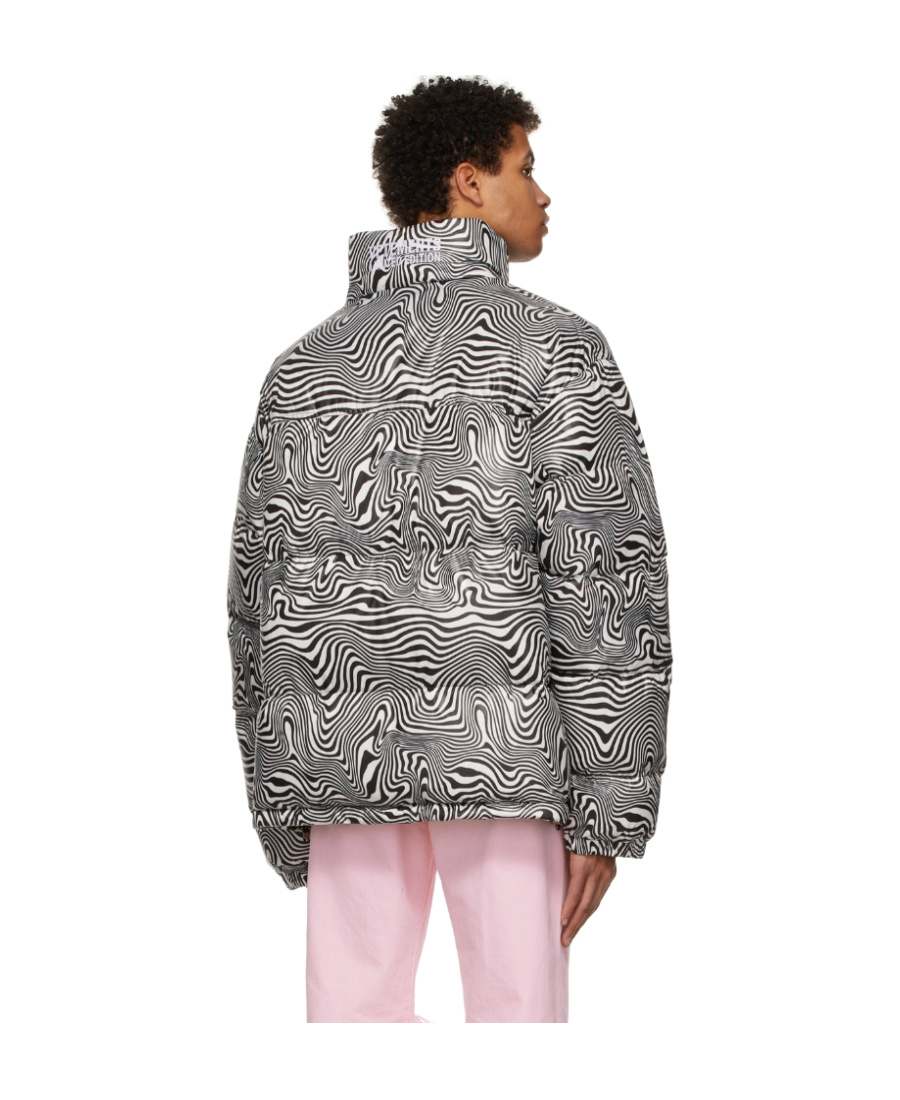 Vetements Logo Pattern Down Jacket In Gray
