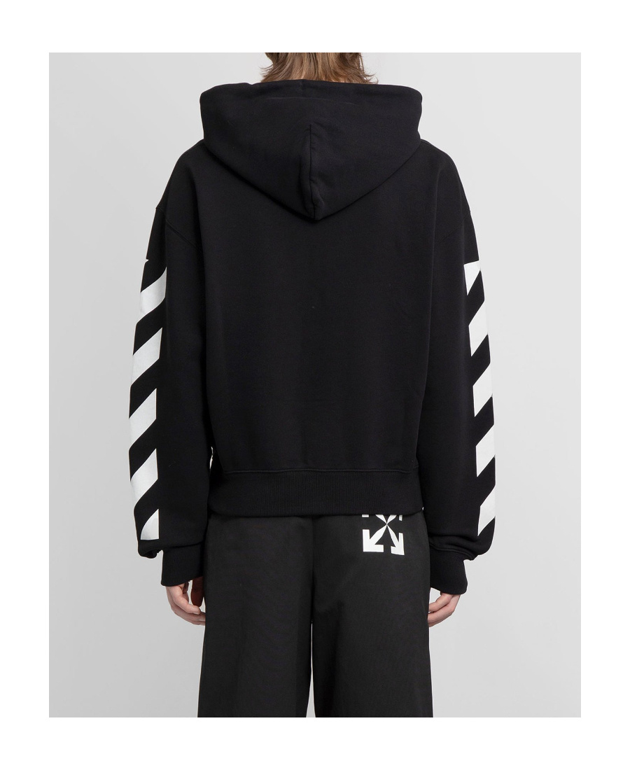 Off-white Brand-embroidery Kangaroo-pocket Relaxed-fit Cotton-jersey Hoody In Black