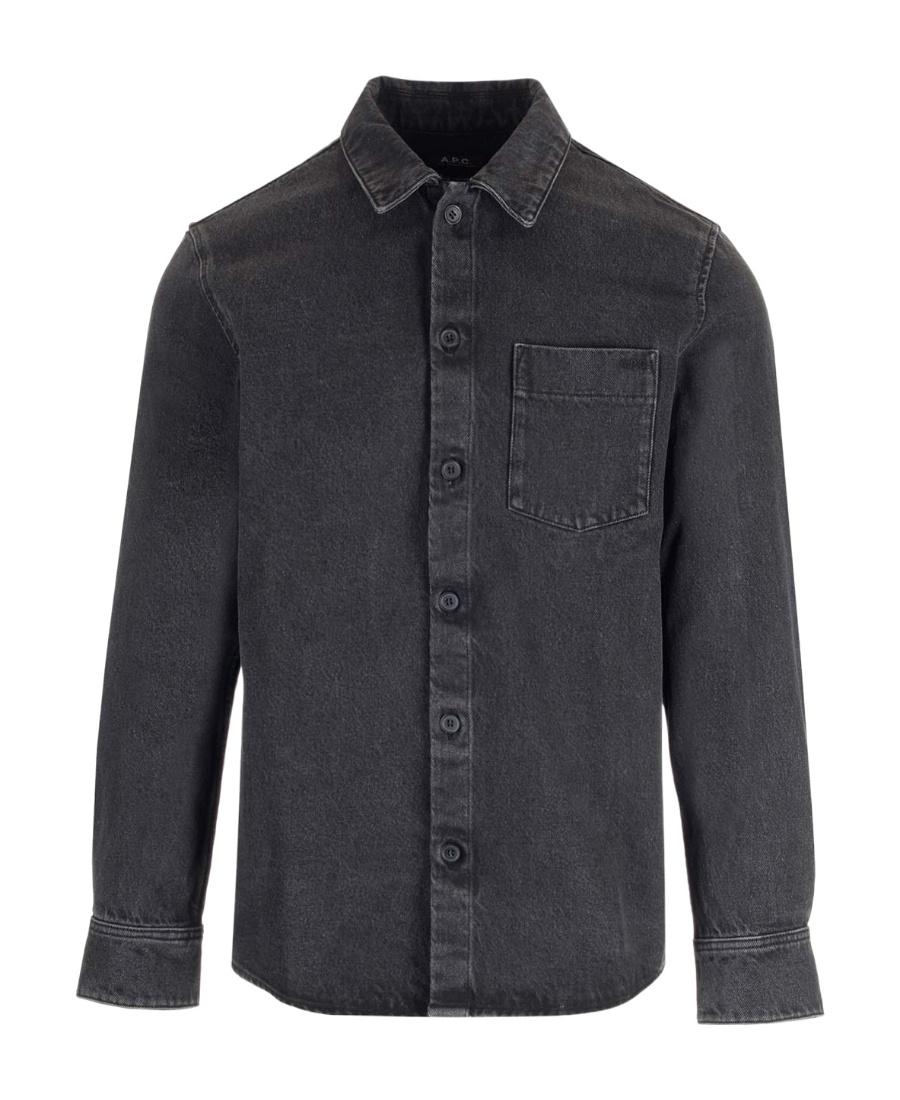 Apc Button-up Cotton Shirt In Black