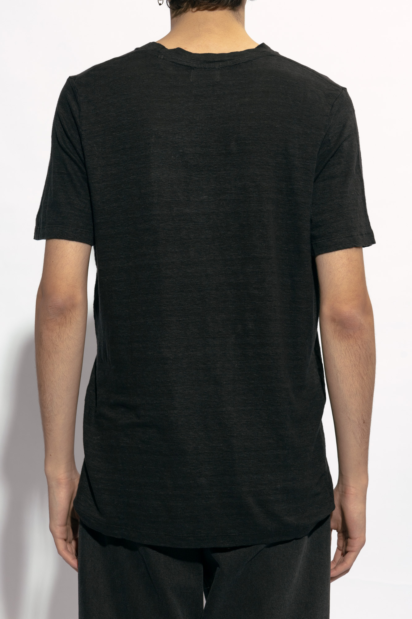 Isabel Marant Linen T-shirt With Iconic Logo Design And Finish In Black