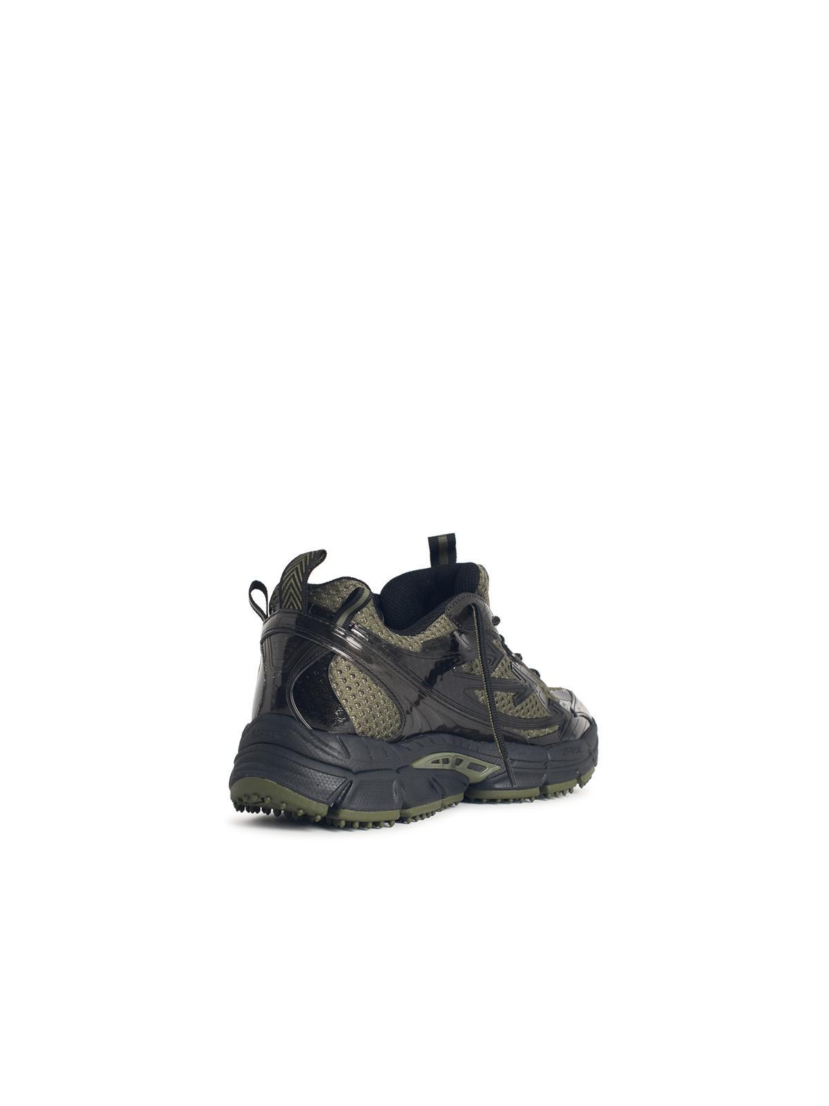 Off-white Technical Fabric Sneakers Featuring Mesh Panels In Green