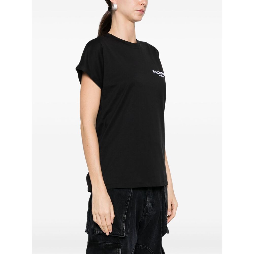 Shop Balmain Flocked T-shirt In Black