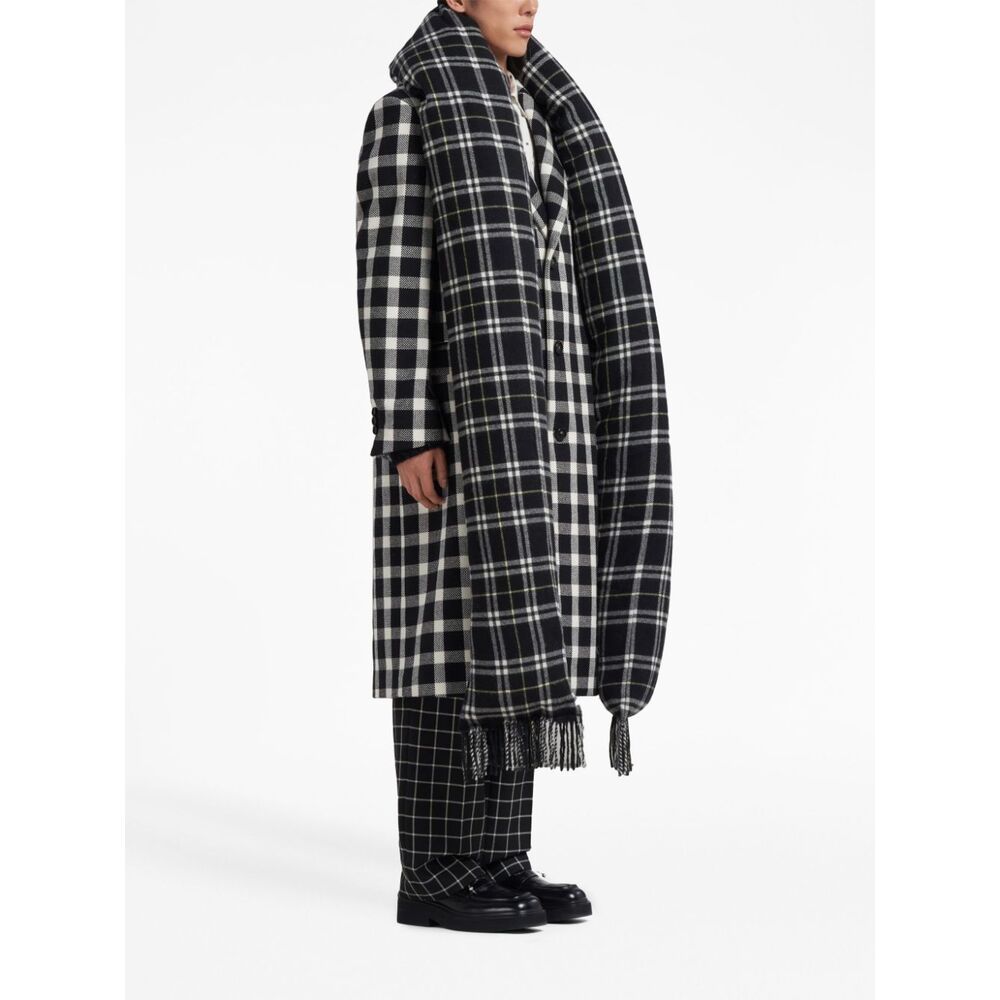Marni Grid-pattern Straight-leg Trousers In Black