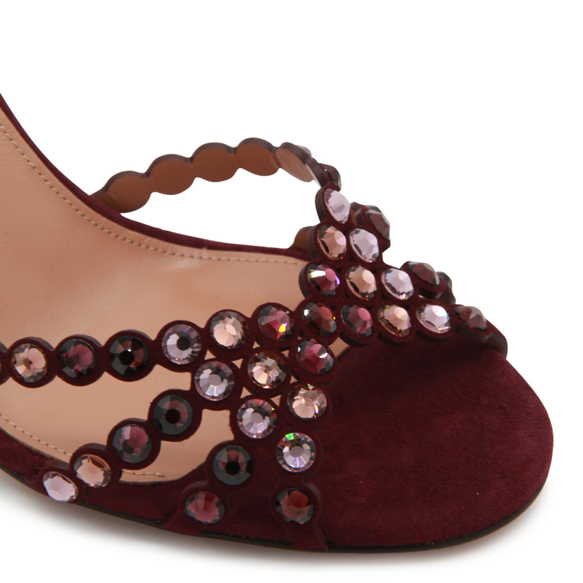 Aquazzura 90mm Embellished Scalloped-edges Heeled Sandals In Brown