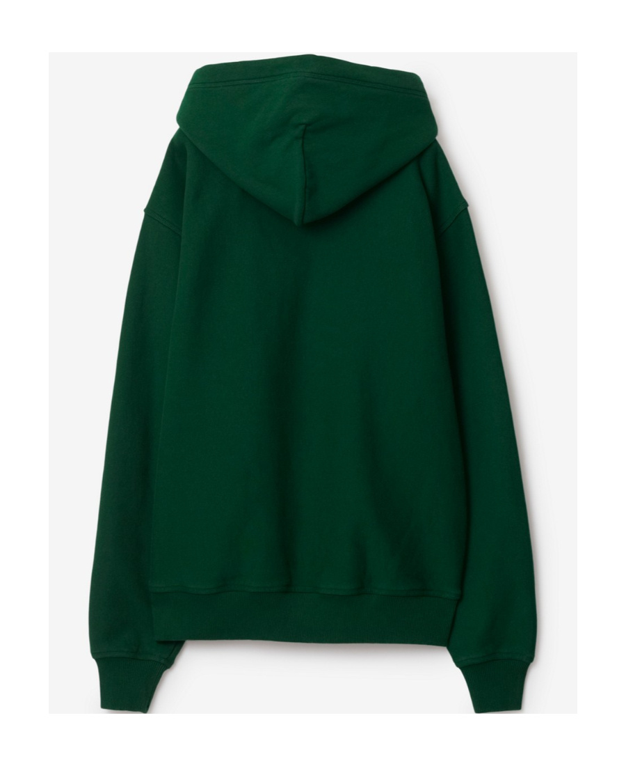 Burberry Ekd Drawstring Cotton Hoodie In Green