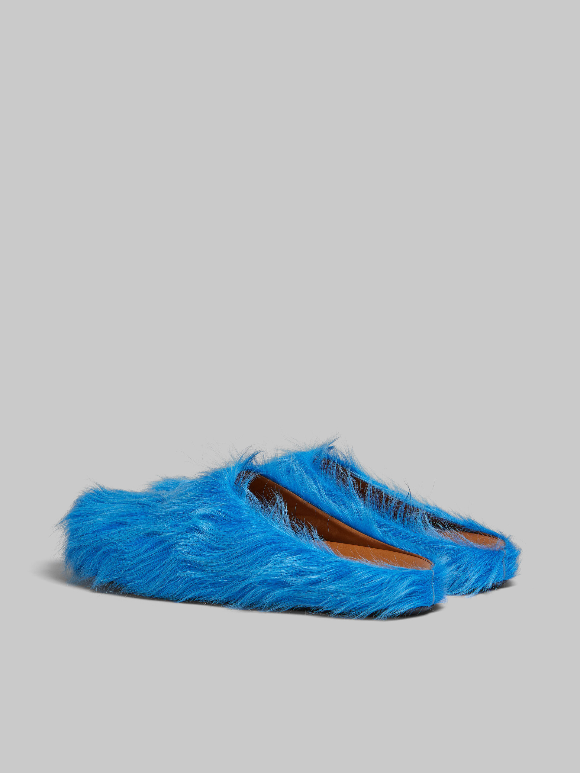 Shop Marni Textured Calf Hair Clog Slippers In Blue