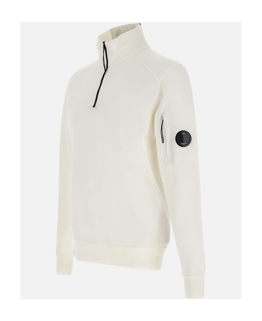 C.p. Company Short-zip Sweatshirt In White