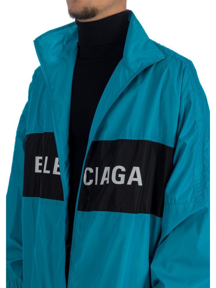 Balenciaga Windbreaker Logo Jacket In Blue