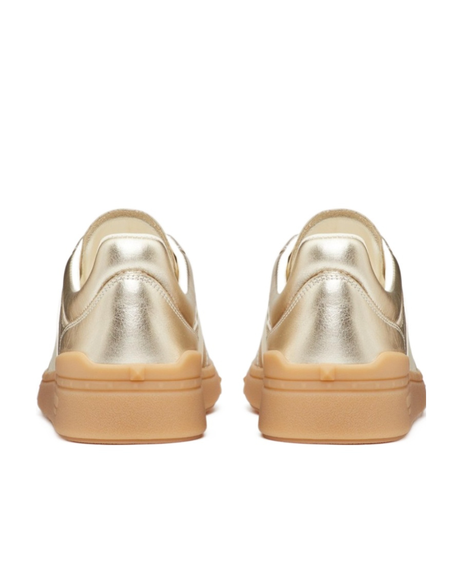 Valentino Garavani Women Gold Laminated Calfskin Upvillage Sneakers In Neutral