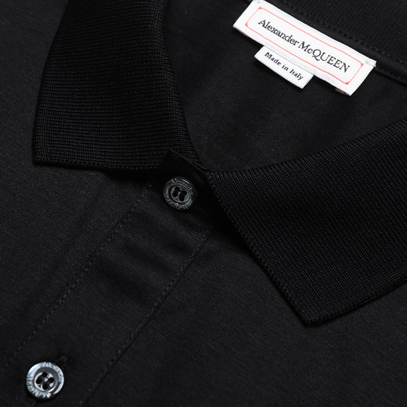 Alexander Mcqueen Skeleton-print Polo Shirt In Black