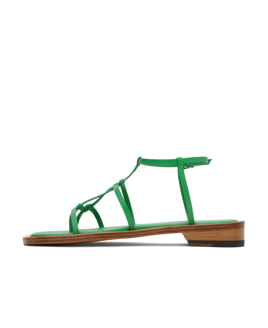 Low Classic Open-toe Heeled Sandals In Green