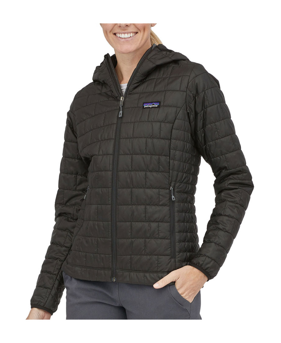 Patagonia Quilted High Collar Jacket With Side Zip Pockets In Black