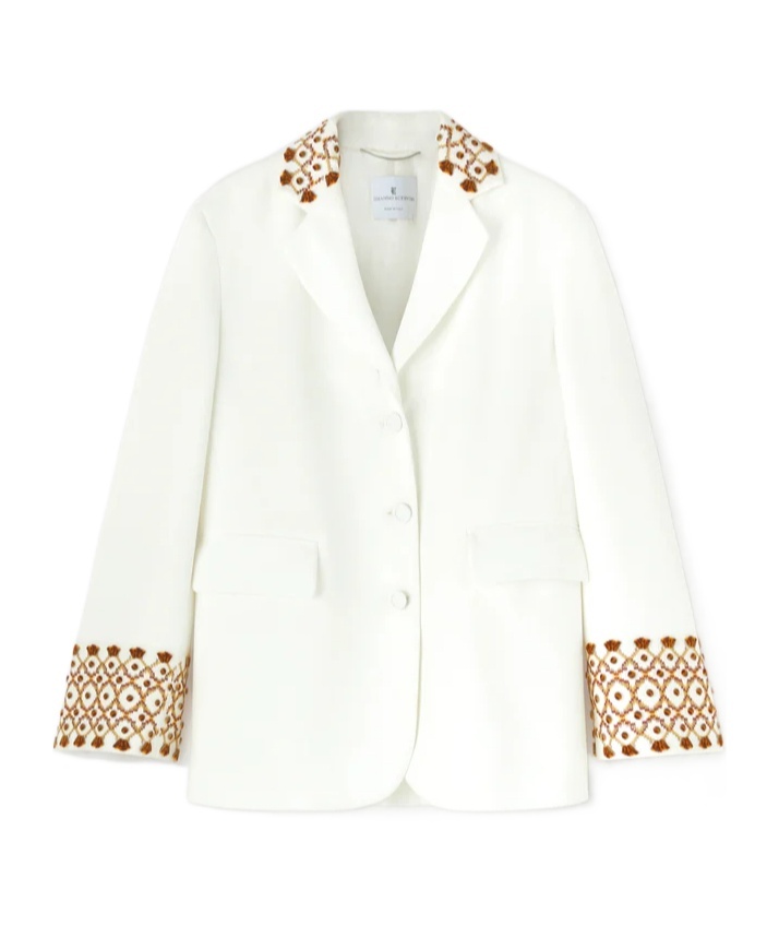 Ermanno Scervino Single-breasted Embroidered Blazer In White