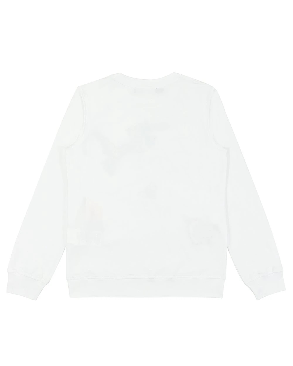 Moschino Printed Round Collar Long-sleeved Sweater In White