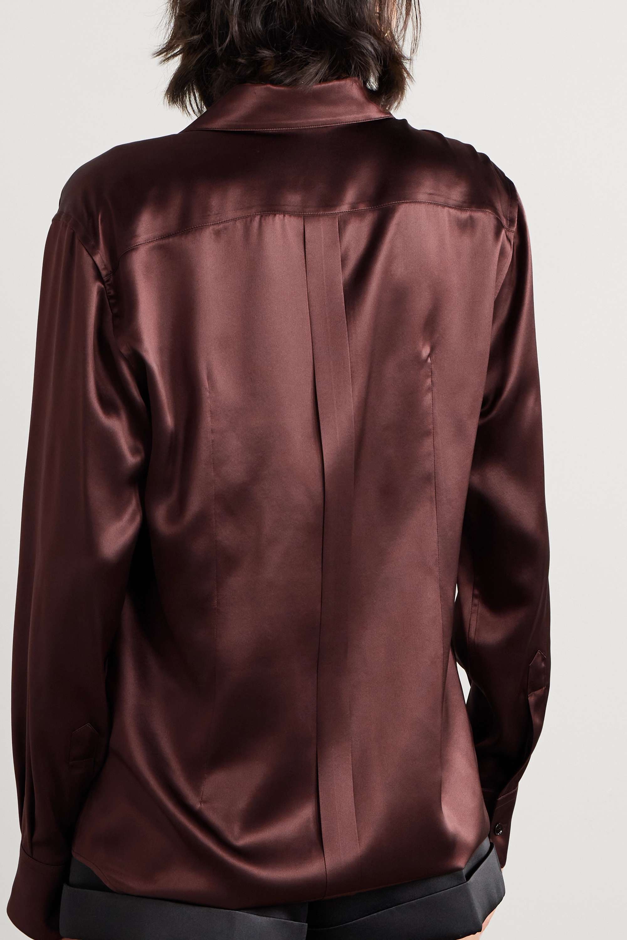 Dolce & Gabbana Satin-finish Silk Shirt In Red
