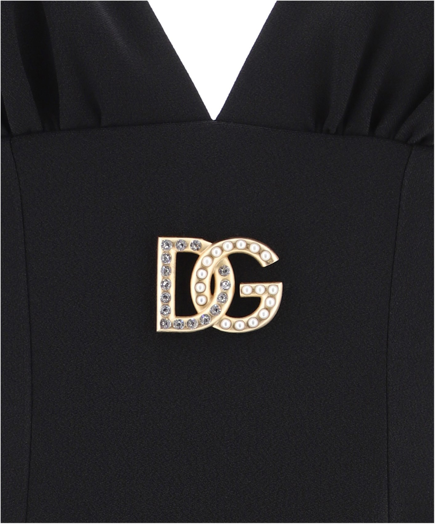 Dolce & Gabbana Logo-plaque V-neck Minidress In Black