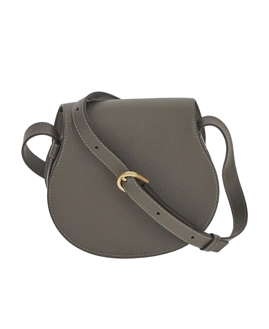 Chloé Small Marcie Saddle Crossbody Bag In Grained Leather In Black
