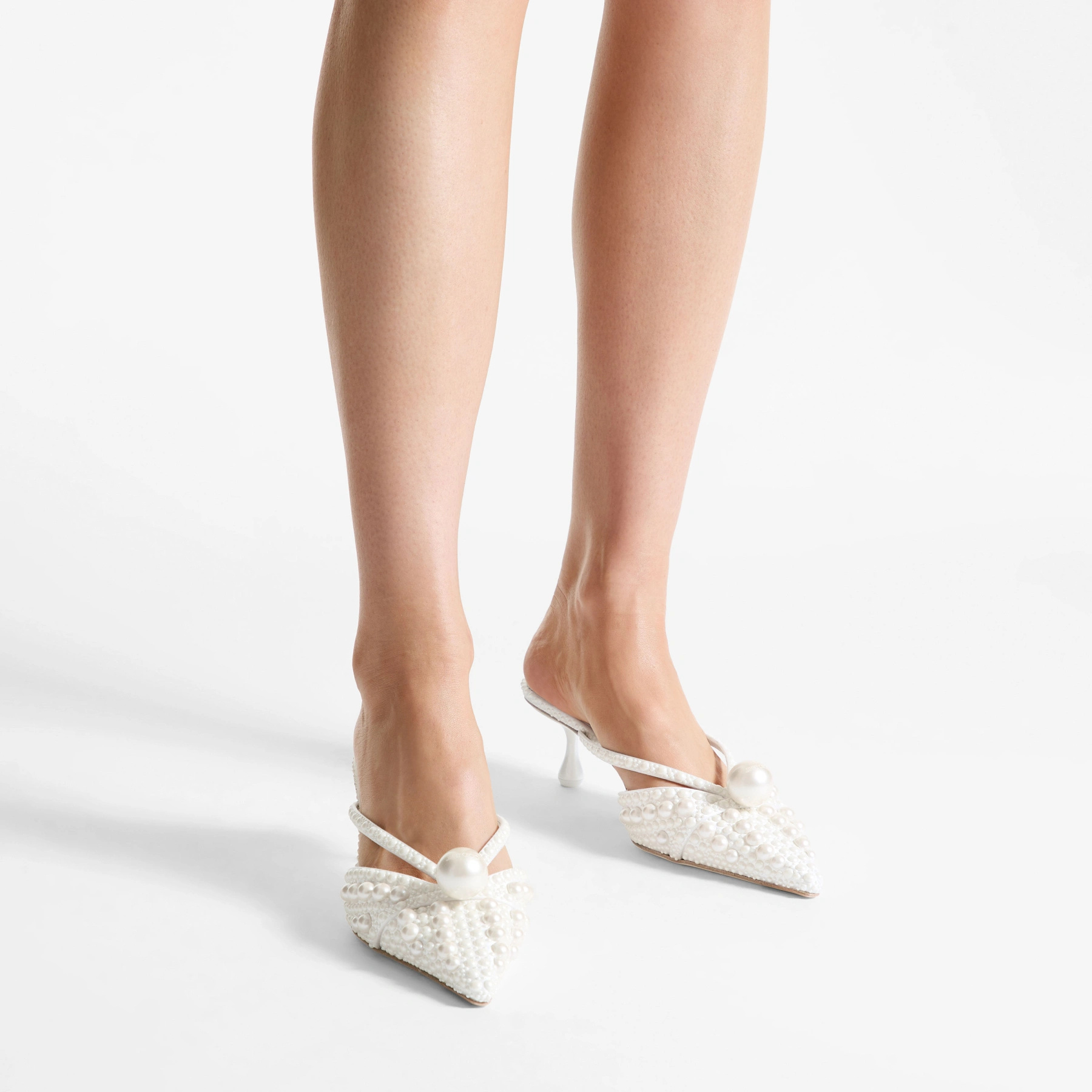 Jimmy Choo 50mm Sana Pearl-embellished Pointed-toe Mules In White