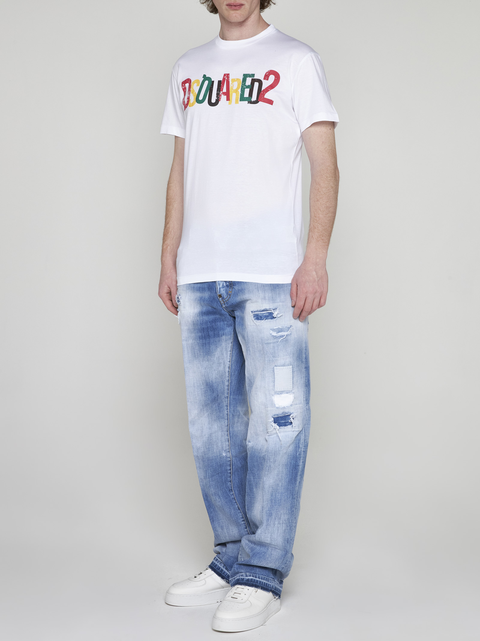 Dsquared2 Logo-print Cotton T-shirt In Multicolor