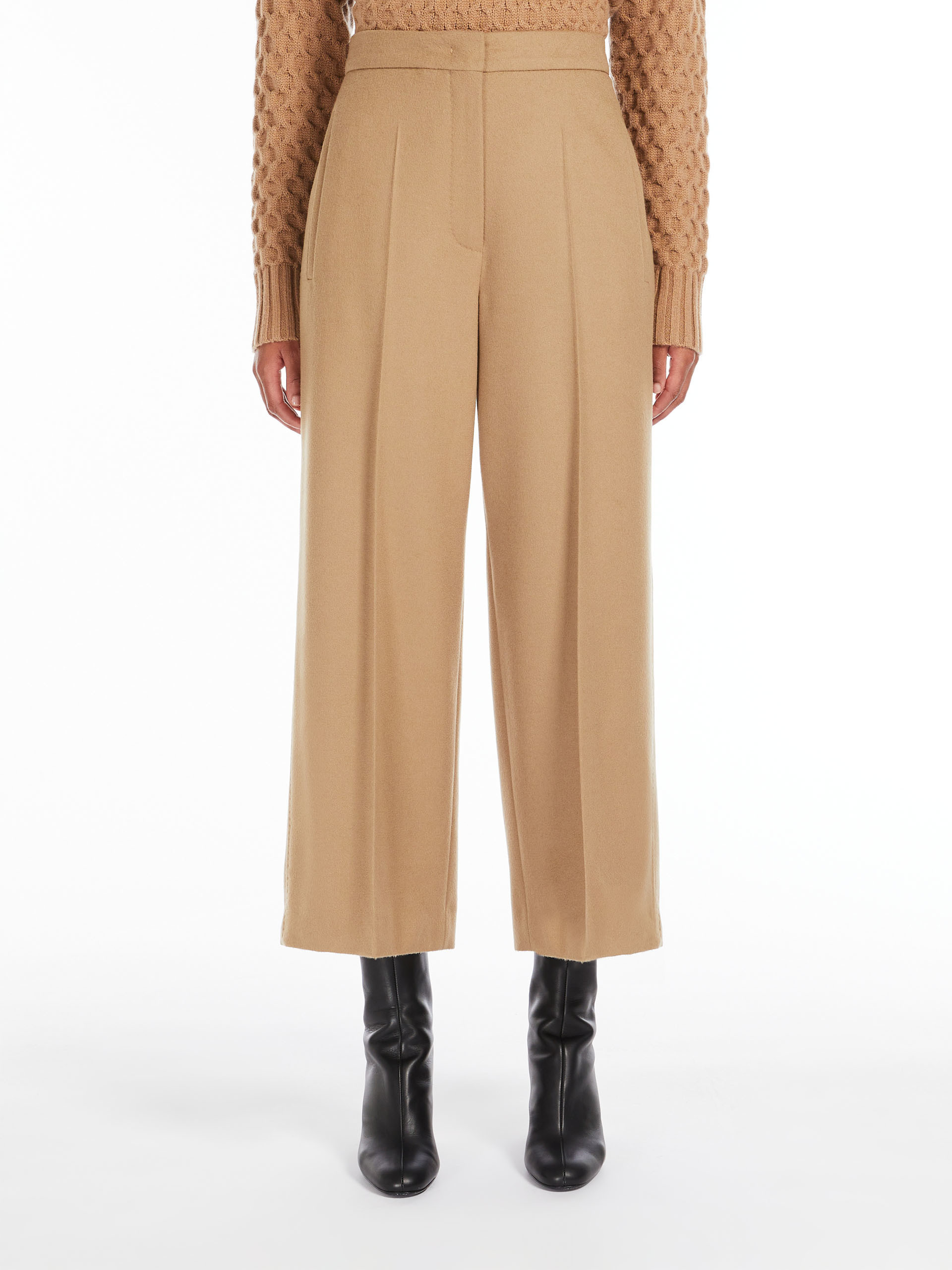 Max Mara Wool Nine Cents Casual Trousers In Nude