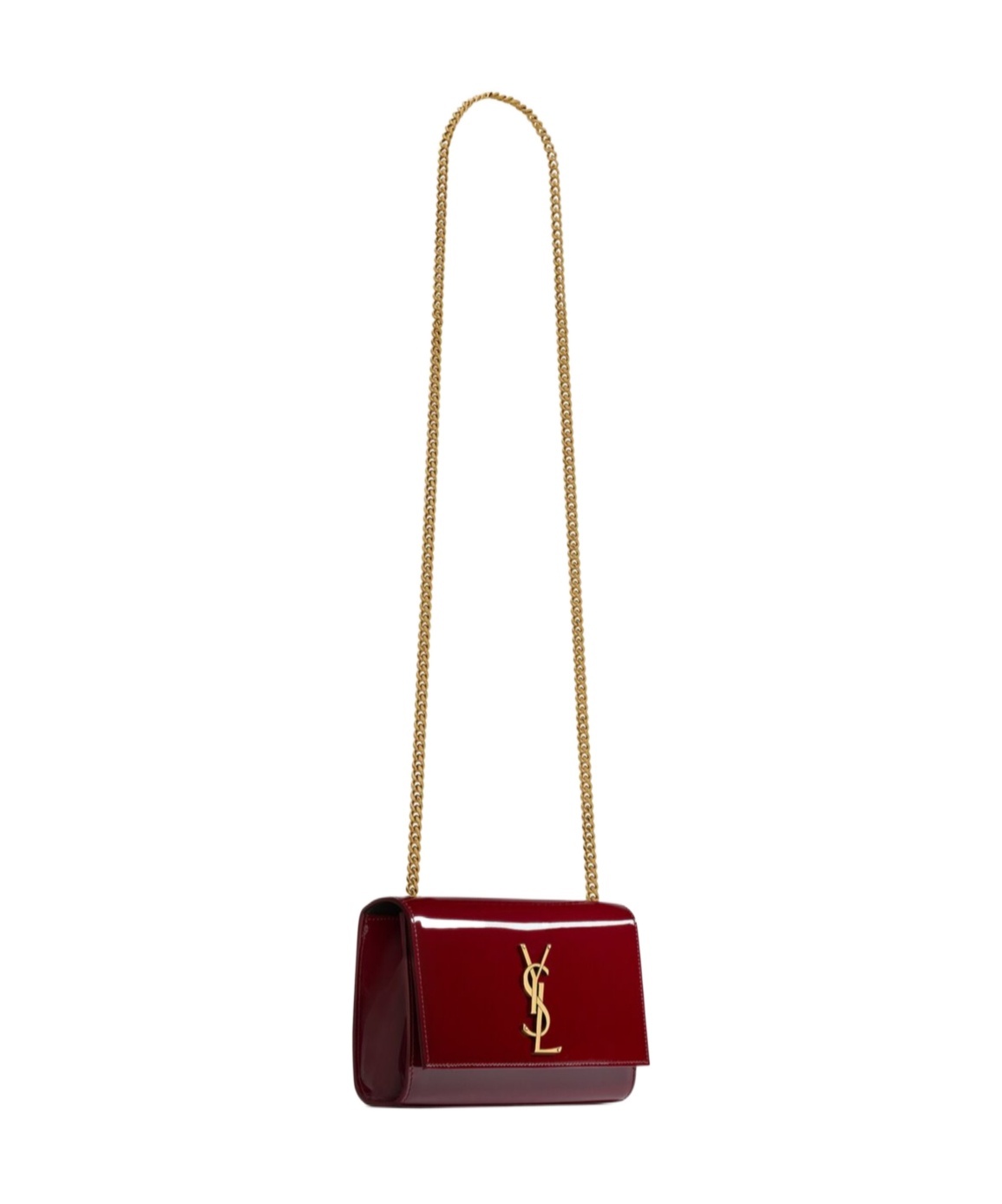 Saint Laurent Kate Logo Plaque Small Shoulder Bag In Red