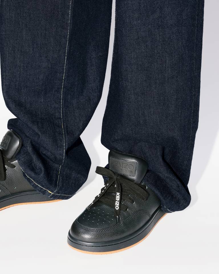 Kenzo Men's Dome Grained Leather Low-top Sneakers In Black