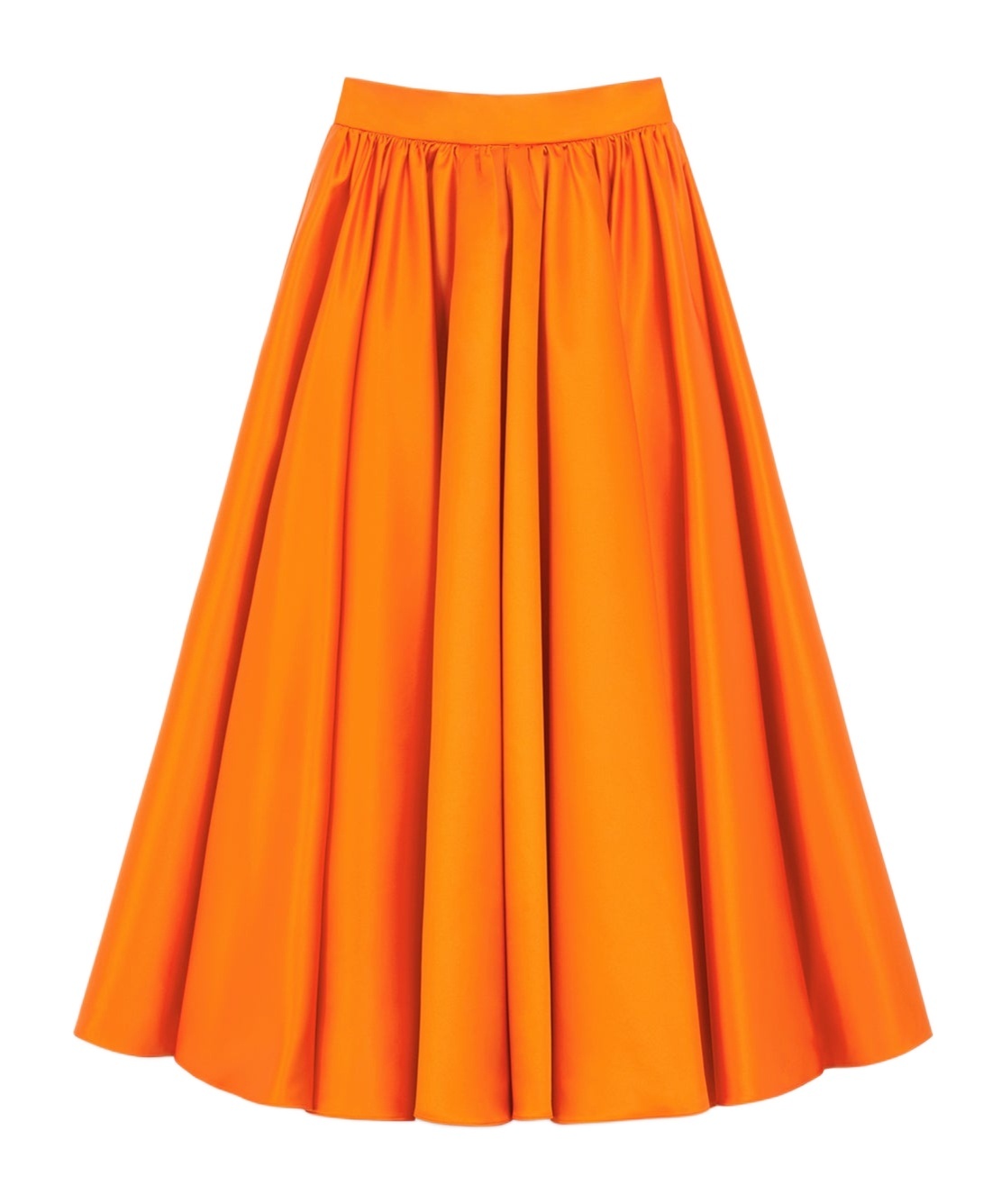 Patou Satin Flared Midi Skirt In Orange