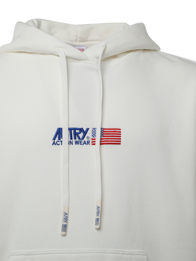 Shop Autry Logo-embroidered Cotton Hoodie In White
