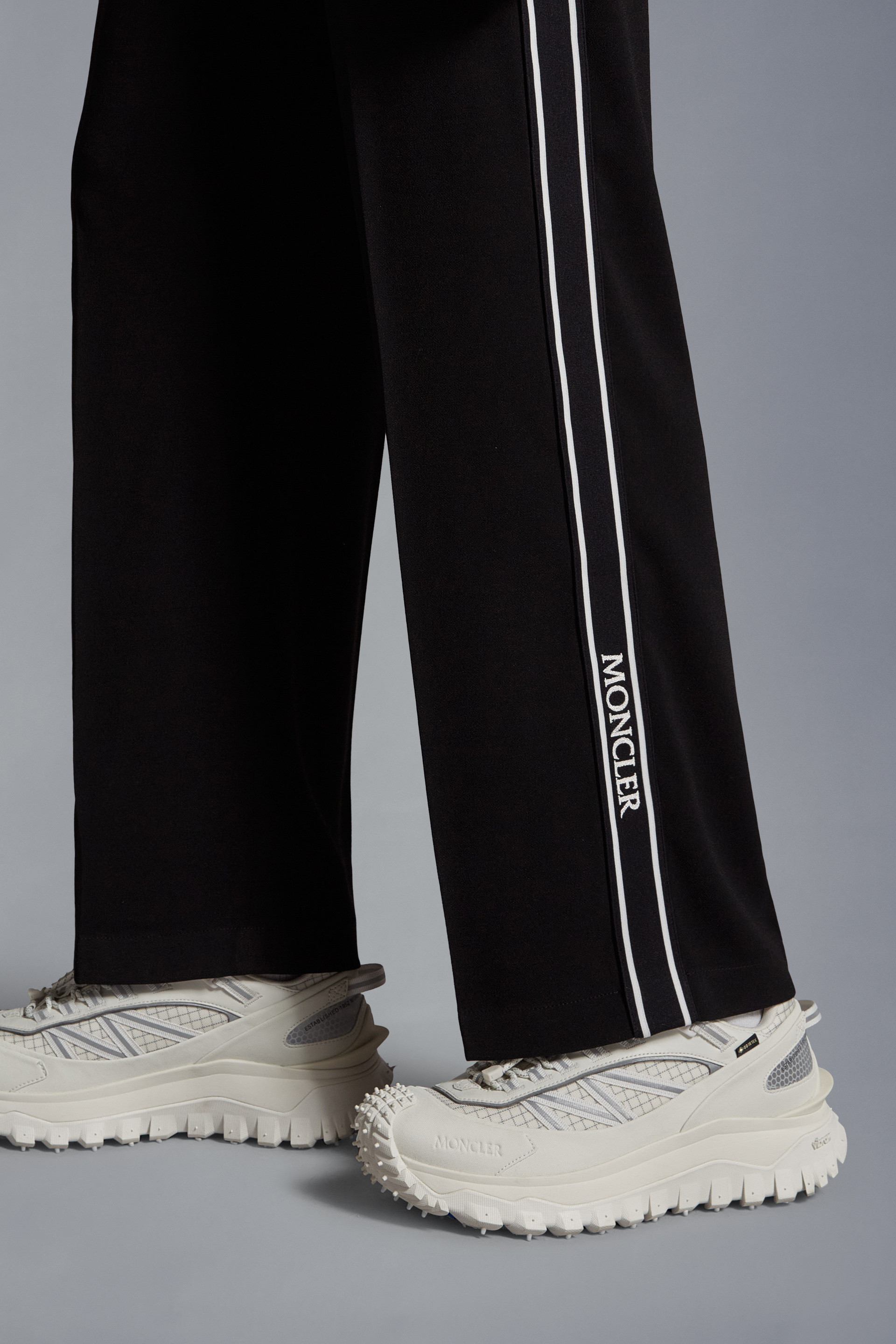Shop Moncler Satin Track Pants In Black