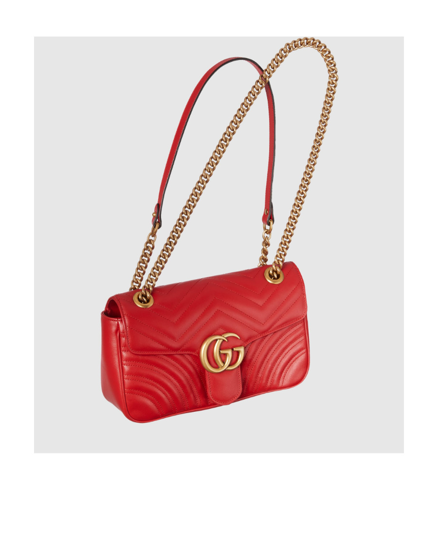 Gucci Women Gg Marmont Leahter Shoulder Bag In Red