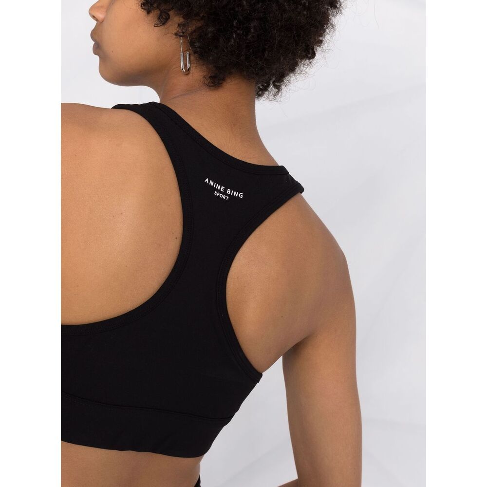Shop Anine Bing Blair Logo Printed Training Bra In Black