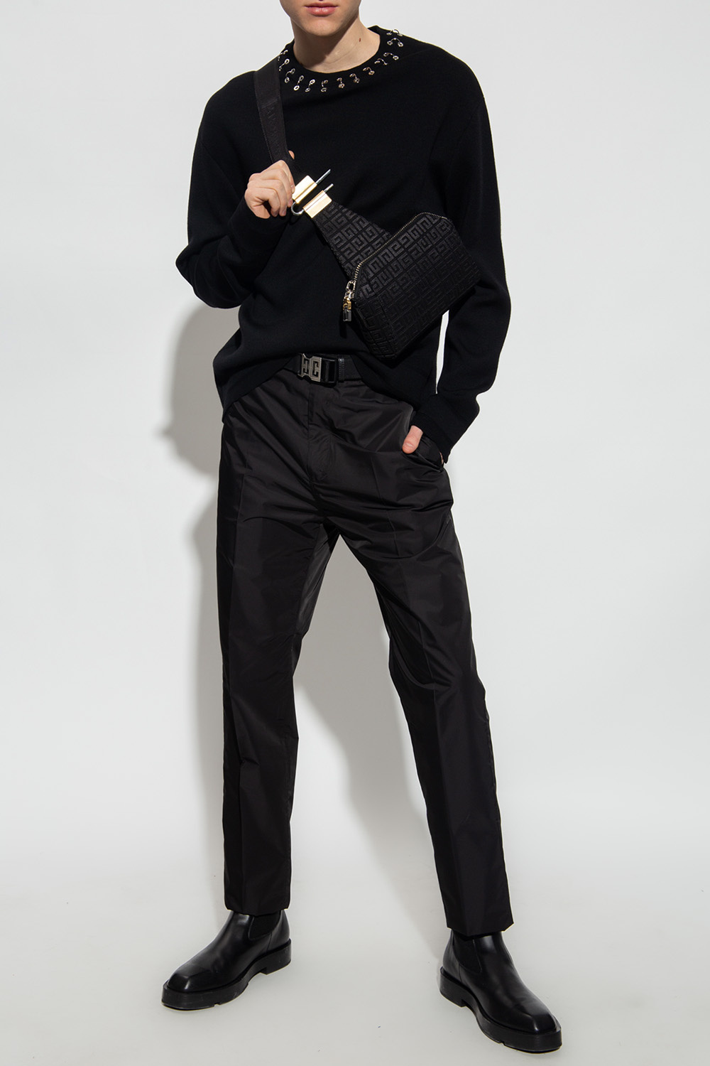 Givenchy Hoop Detailed Neckline Jumper Men In Black