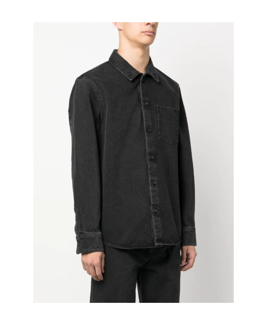 Apc Button-up Cotton Shirt In Black