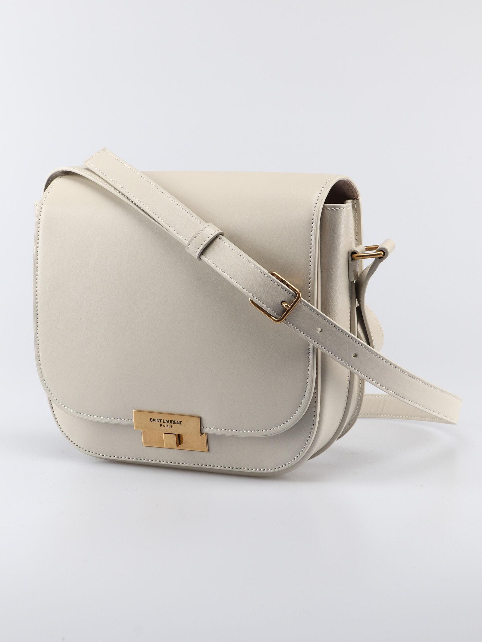 Saint Laurent Logo Flip Shoulder Bag In Nude