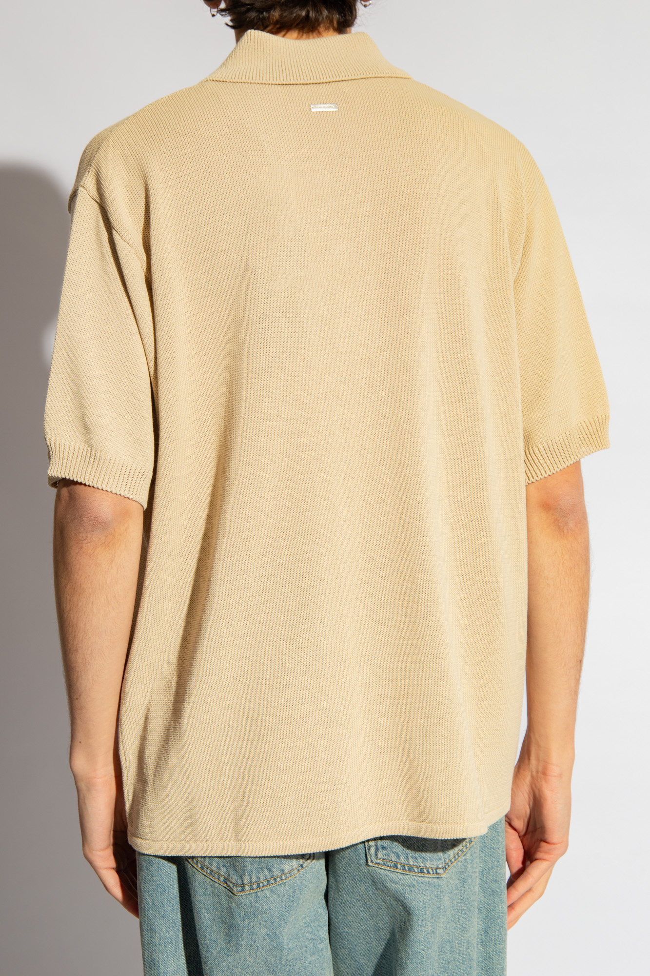 Ferragamo Salvatore  Short Sleeved Knitted Polo Shirt In Nude