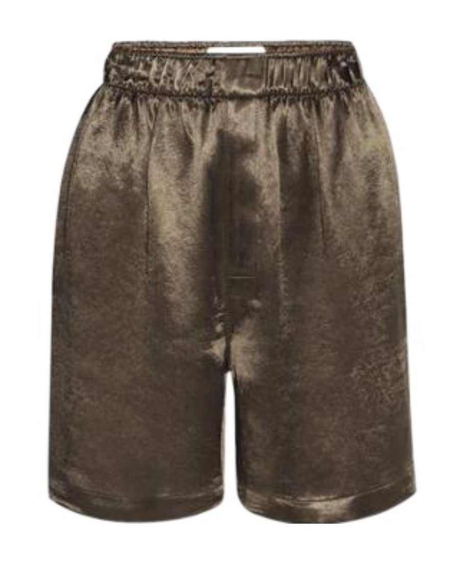 Bottega Veneta Satin Slouch Shorts In Green