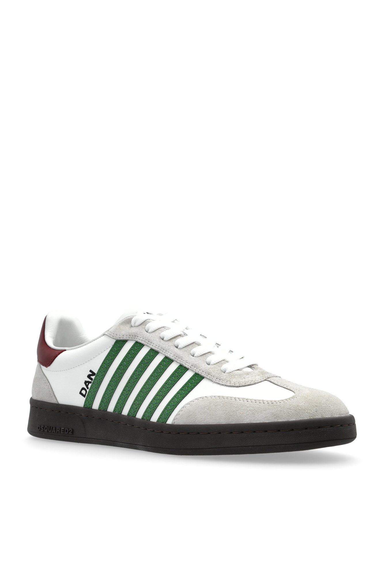 Dsquared2 White Leather Sneakers With Side Stripe Detailing In White