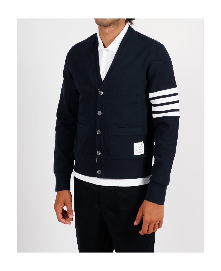 Shop Thom Browne 4-bar V-neck Cardigan In Black