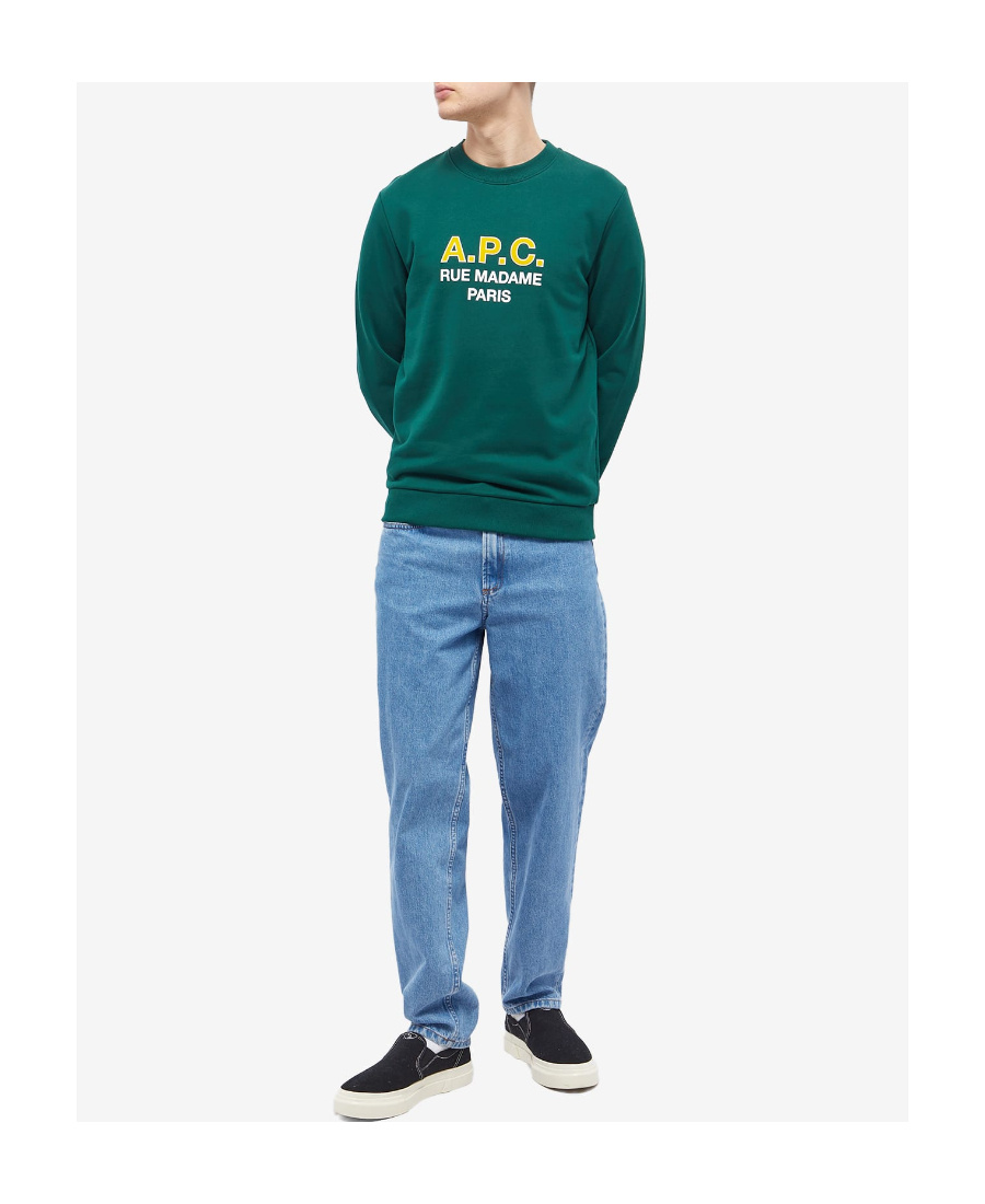 Apc Logo-print Cotton Sweatshirt In Green