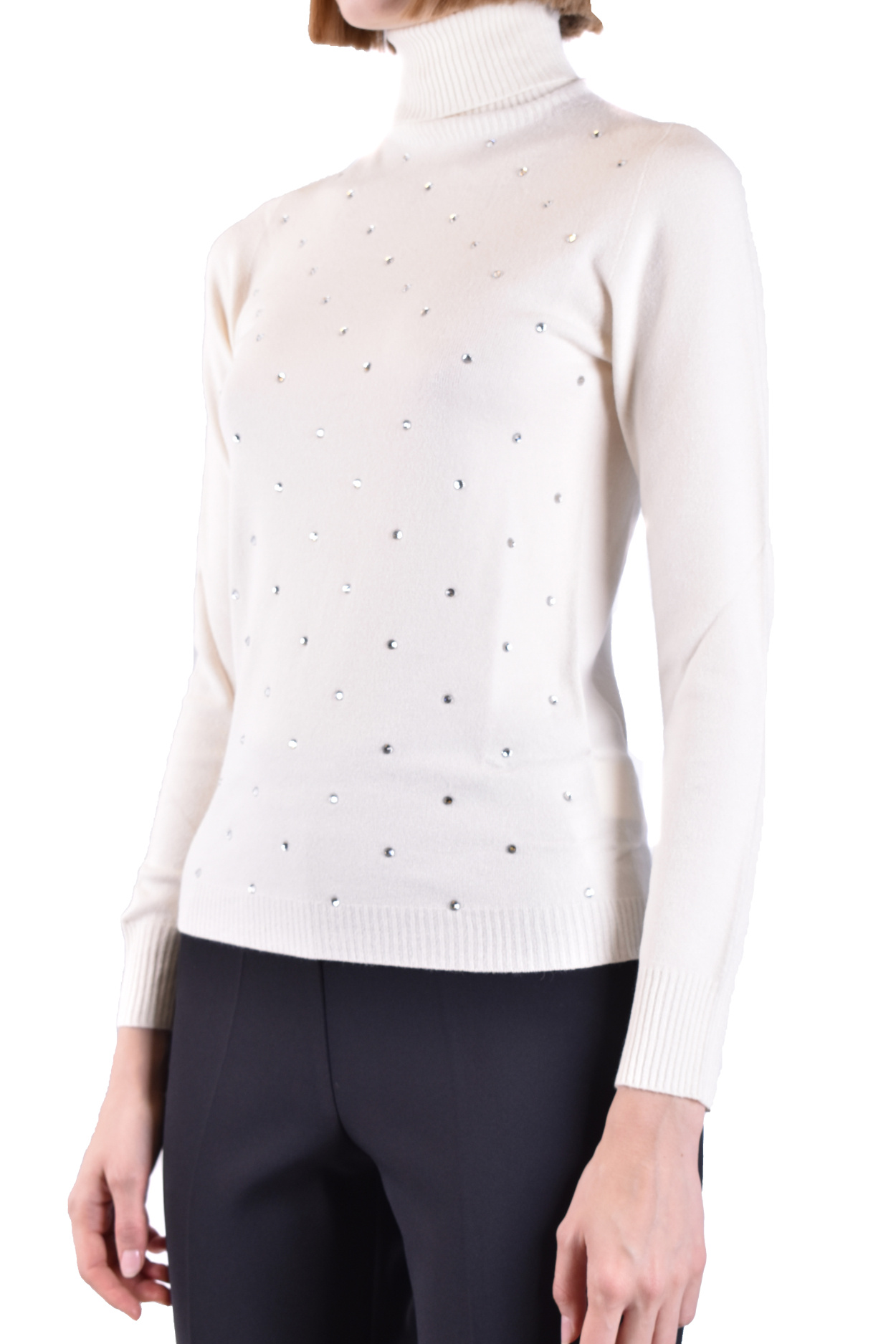 Ermanno Ermanno High-neck Long-sleeved Sweater In White