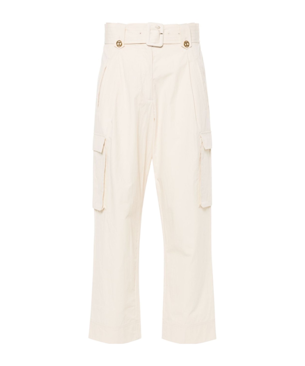 Twinset Cotton Cargo Pants In Light Beige