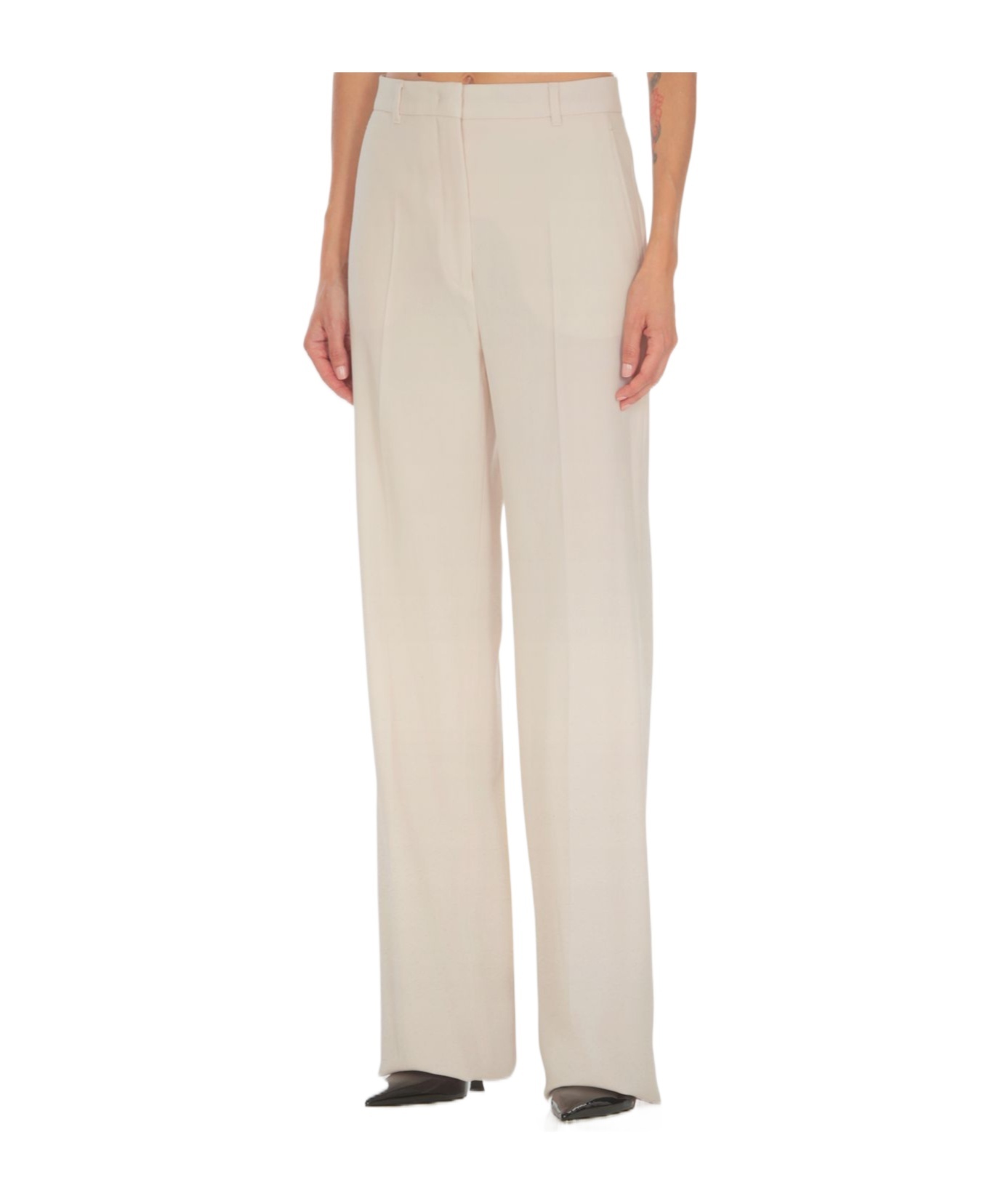 Max Mara Waistband Loop Casual Pants In Nude